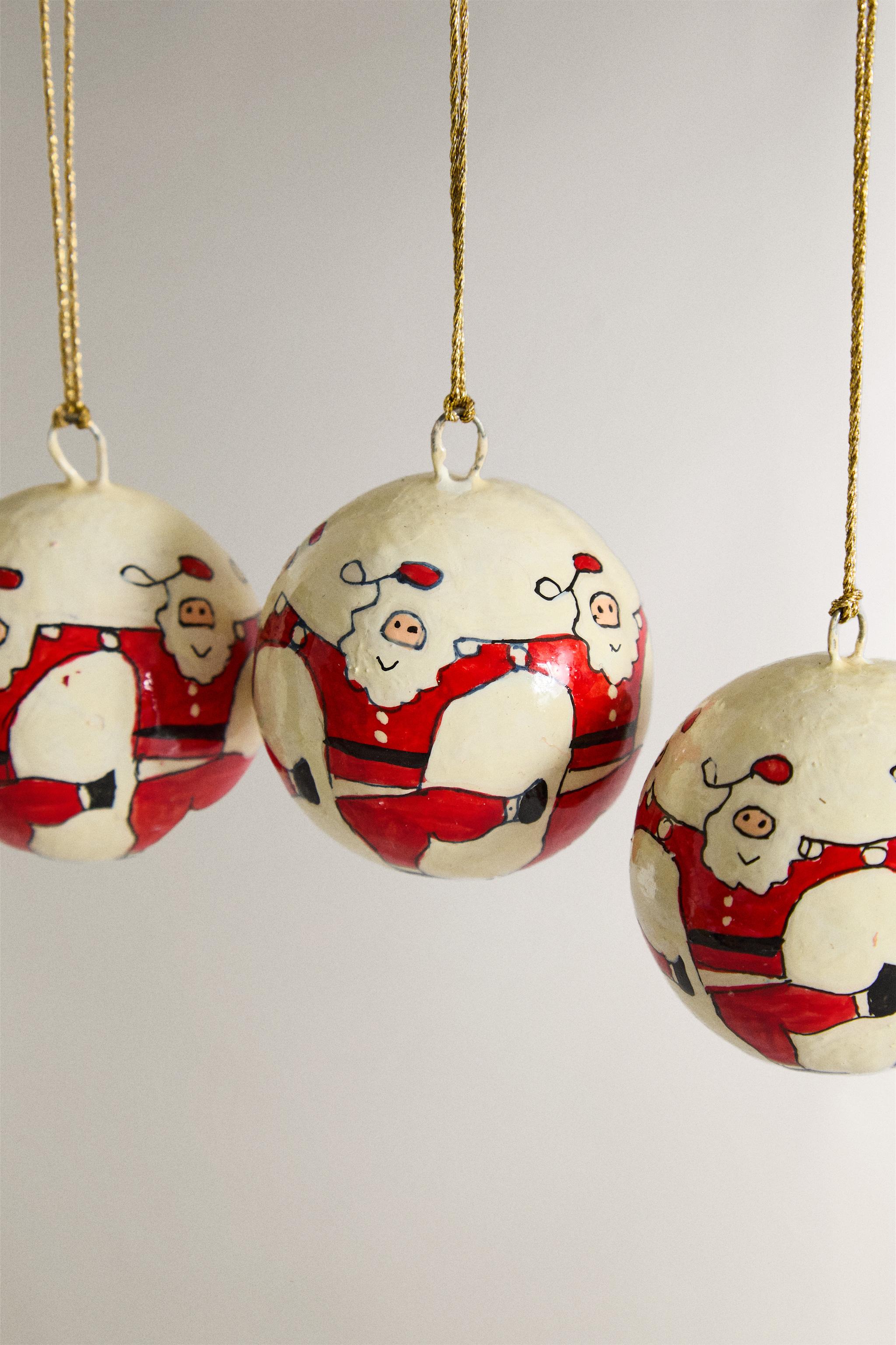 SET OF SANTA CLAUS CHRISTMAS TREE BALL ORNAMENTS (SET OF 3)